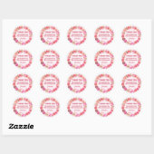 90ste verjaardag roze rozen swirly hart ronde sticker (Vel)