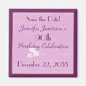 90ste verjaardag Save the Date Pink Floral Magnet (Voorkant)