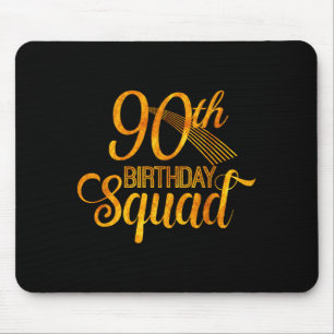 90ste verjaardag squad feest verjaardag geel goud muismat