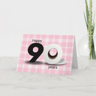 90ste verjaardag toiletpapierrol op geruit kaart