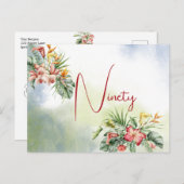 90ste verjaardag Tropische bloemige uitnodiging (Voorkant / Achterkant)