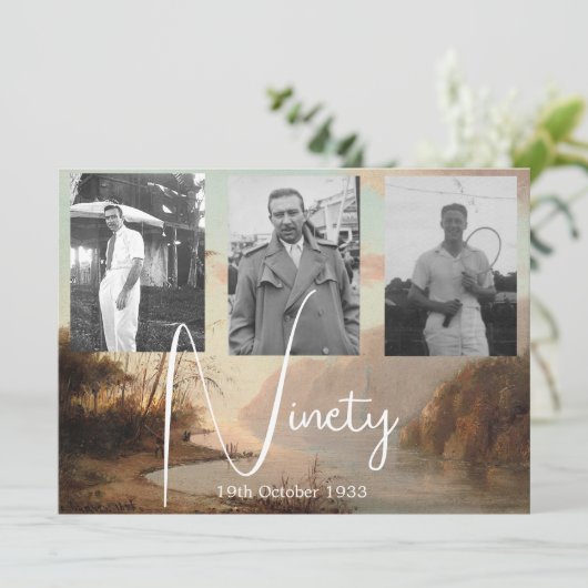 90ste verjaardag Tropische Foto Uitnodiging (Staand voorkant)