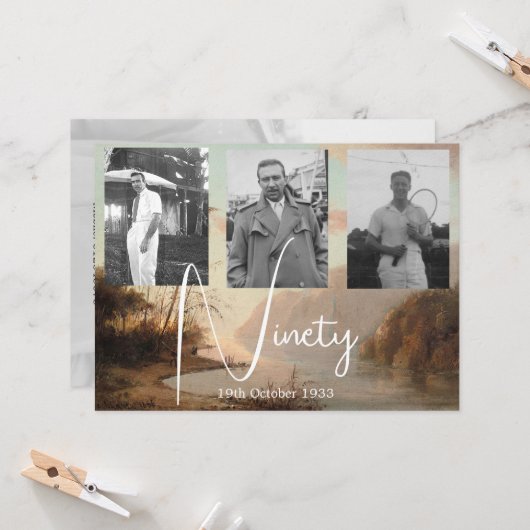 90ste verjaardag Tropische Foto Uitnodiging (Voorkant / Achterkant in situ)