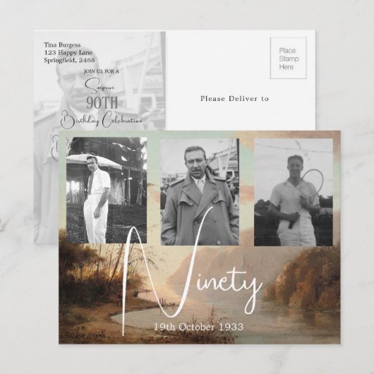 90ste verjaardag Tropische foto uitnodiging  (Voorkant / Achterkant)