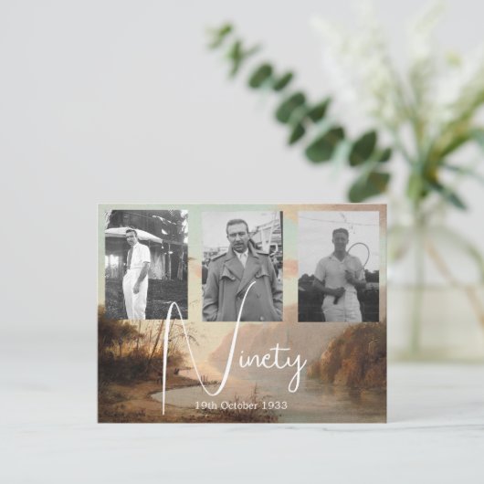 90ste verjaardag Tropische foto uitnodiging  (Staand voorkant)