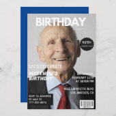 90ste verjaardag Uitnodigingen Mannen Hem Magazine (Voorkant / Achterkant)