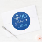 90ste verjaardag Verpersoonlijkte blauwe stickers (Envelop)