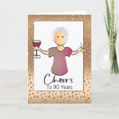 90ste verjaardag Vrouw Glitter Sparkle Glam Feeste Kaart (Voorkant)