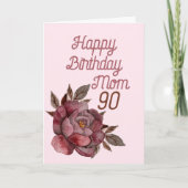 90ste Verjaardag Waterverf  Red Rose Kaart (Voorkant)