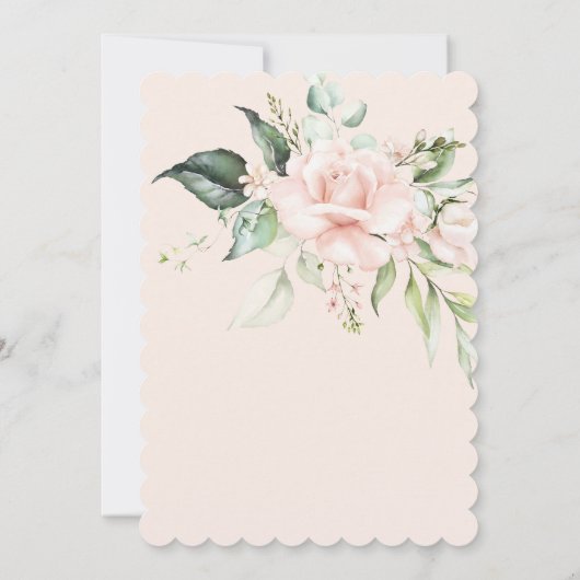 90ste Verjaardag Waterverf Roze Bloemen Elegant Kaart (Achterkant)