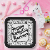 90ste verjaardag Willekeurig nummer Patroon Zwart  Papieren Bordje (Feest)