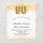 90ste verjaardag witgouden budget uitnodiging flyer (Voorkant)