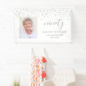 90ste verjaardag Witte Zilveren Confetti Foto Spandoek (Insitu)
