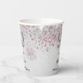 90ste verjaardag Zilveren roze glitter naam Papieren Bekers (Links)