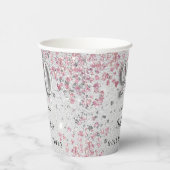 90ste verjaardag Zilveren roze glitter naam Papieren Bekers (Rechts)