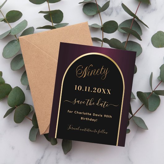 90ste verjaardag zwart bordeauxrood budget save th flyer