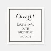 90ste verjaardag zwart elegant script modern gejui servet (Voorkant)