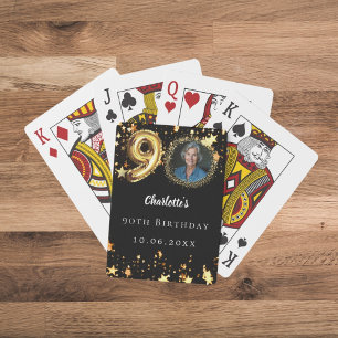 90ste verjaardag zwart goud sterren foto pokerkaarten