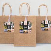 90ste verjaardag zwarte foto collage vierkante sticker