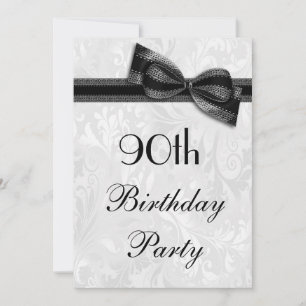 90ste verjaardagsfeest damast en namaak lintboog kaart