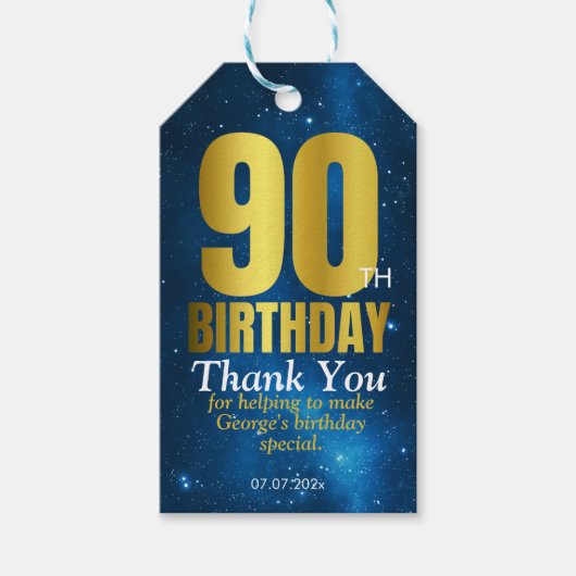 90ste verjaardagsfeest Dank je Cadeaulabel (Voorkant)