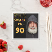 90ste verjaardagsfeest foto gouden ballonnen zwart servet (Insitu)