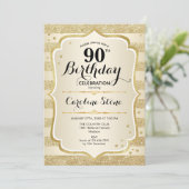 90ste verjaardagsfeest - Gouden uitnodiging (Staand voorkant)