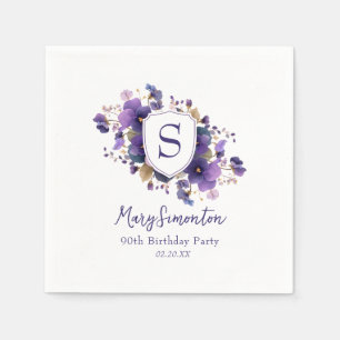 90ste Verjaardagsfeest Klassieke Monogram Crest Servet