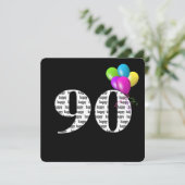 90ste verjaardagsfeest met bos ballonnen kaart (Staand voorkant)