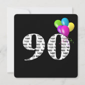 90ste verjaardagsfeest met bos ballonnen kaart (Voorkant)