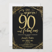 90ste verjaardagsfeestje 90 Fabulous Zwart Goud Gl Kaart (Voorkant)