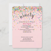 90ste verjaardagsfeestje confetti uitnodiging (Voorkant)
