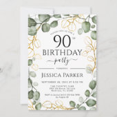 90ste verjaardagsfeestje eucalyptus Waterverf Kaart (Voorkant)