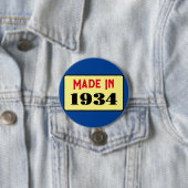 90ste verjaardagsfeestje geboren 1934 90 pin ronde button 7,6 cm (In situ)