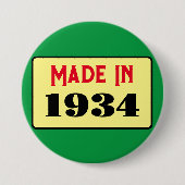 90ste verjaardagsfeestje geboren 1934 90 pin ronde button 7,6 cm (Voorkant)