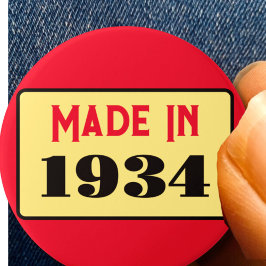 90ste verjaardagsfeestje geboren 1934 90 pin ronde button 7,6 cm