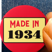 90ste verjaardagsfeestje geboren 1934 90 pin ronde button 7,6 cm