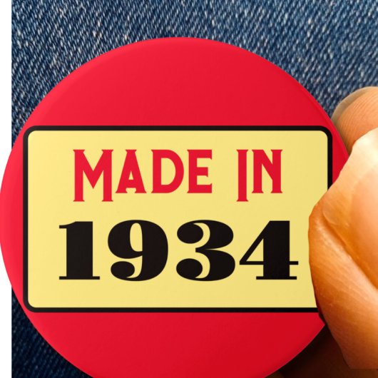 90ste verjaardagsfeestje geboren 1934 90 pin ronde button 7,6 cm