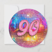 90ste verjaardagsfeestje Gouden Roze Glitter Disco Kaart (Achterkant)