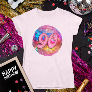 90ste verjaardagsfeestje Gouden Roze Glitter Disco T-shirt
