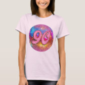 90ste verjaardagsfeestje Gouden Roze Glitter Disco T-shirt (Voorkant)