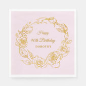 90ste verjaardagsfeestje Luxe Goud Roos Roze Cockt Servet (Voorkant)