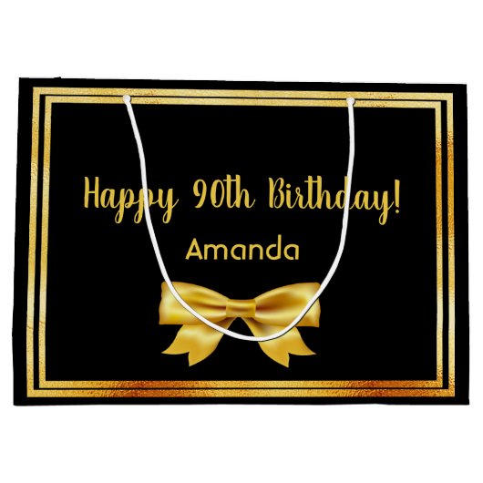 90ste verjaardagsfeestje op zwarte gouden lijst na groot cadeauzakje (Achterkant)