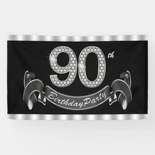 90ste verjaardagsfeestje spandoek (Horizontaal)