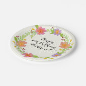 90ste verjaardagsfeestje Waterverf Modern Floral Papieren Bordje (Gekanteld)