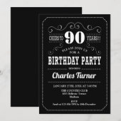 90ste verjaardagsfeestje - Zwart Wit Kaart (Voorkant / Achterkant)