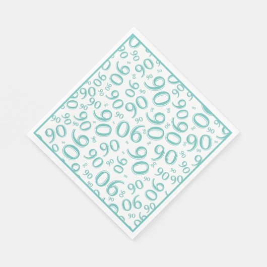 90ste Verjaardagsfeestnummer Patroon Blauwgroen/Wi Servet (Hoek)