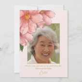 90ste Verjaardagsfoto Blush Roze Gouden Waterverf Kaart (Achterkant)