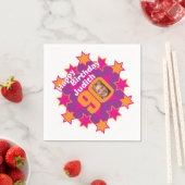 90ste verjaardagsfoto en noem roze sterluiers servetten (Insitu)