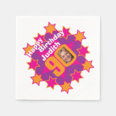 90ste verjaardagsfoto en noem roze sterluiers servetten (Voorkant)